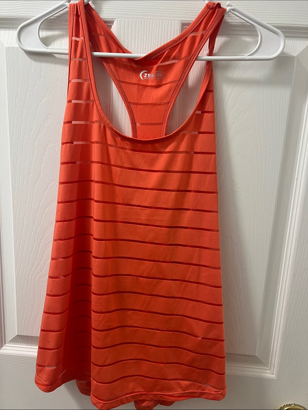 ZYIA Active Coral Striped Racerback Tank Top